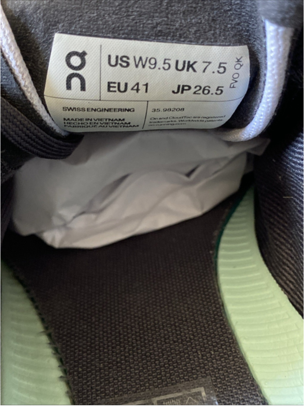 On Cloudflow Womens Size 9.5 Gray Green Athletic Running Walking Shoes Sneakers - Picture 12 of 13